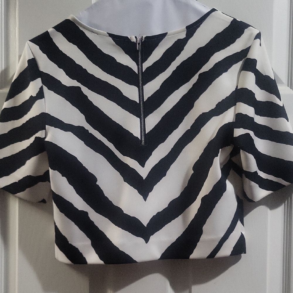 Express Black and White Chevron Crop Top - Picture 2 of 2